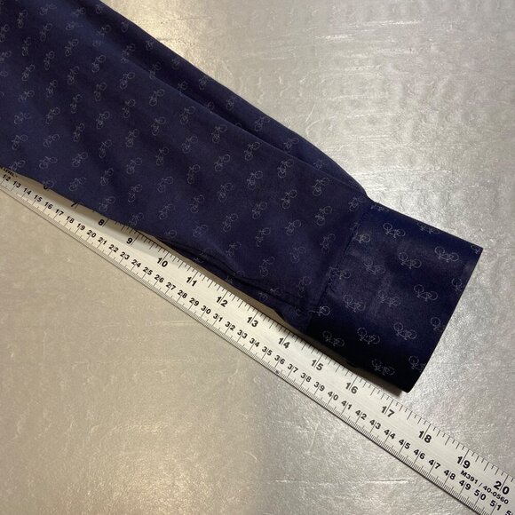 Sugar Mens Long Sleeve Bicycle Print Button-Up Shirt 100% cotton Small - Picture 13 of 16